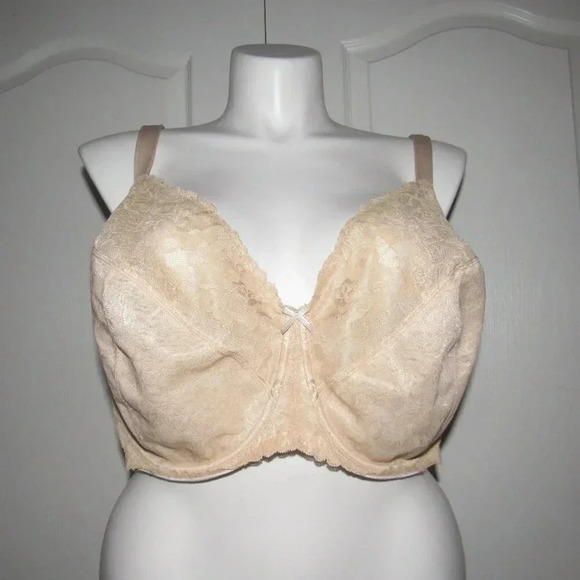 CACIQUE Lace Underlined Underwire Unpadded Tan Bra Size 50G - Picture 1 of 4
